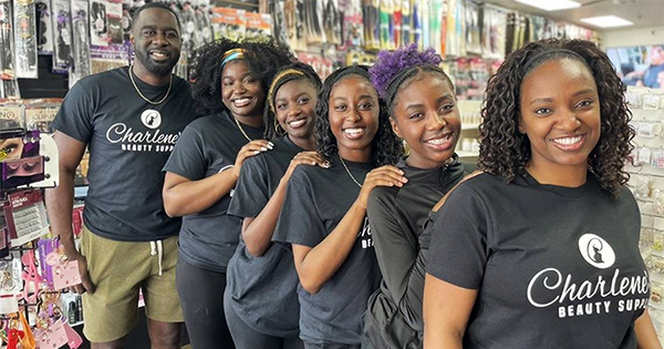 Black family owners of Charlene's Beauty Supply